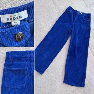 Mini Boden wide leg Corduroy pants blue adjustable waist sz 12-13